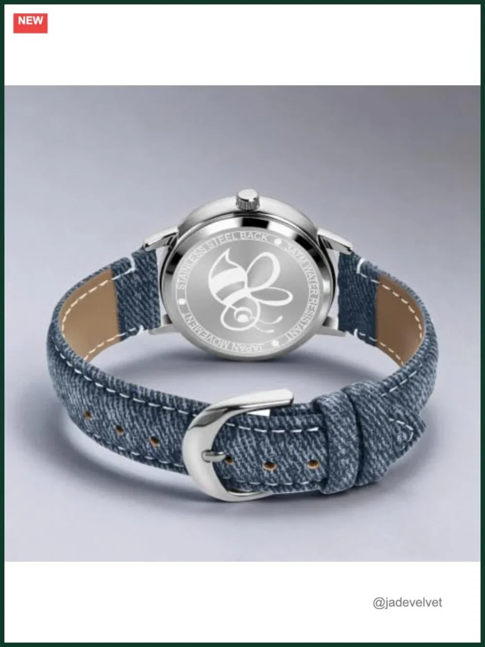 Bisley Women's Analog Watch Roman Numerals Denim Leather Strap Water Resistant